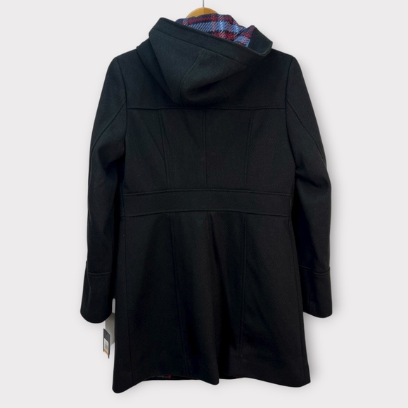 Tommy Hilfiger Hooded Toggle Walker Coat Wool Blend Black SMALL Classic Academia - Picture 11 of 14